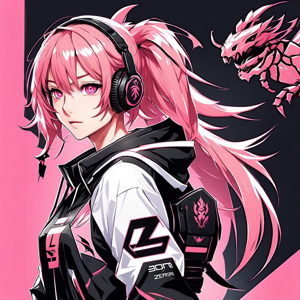 eSports Girl with Scorpion Logo in Anime Style