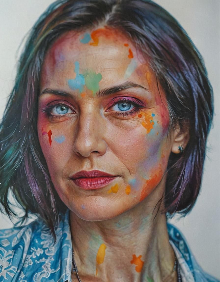 Charming Lady Portrait as Impasto Painting