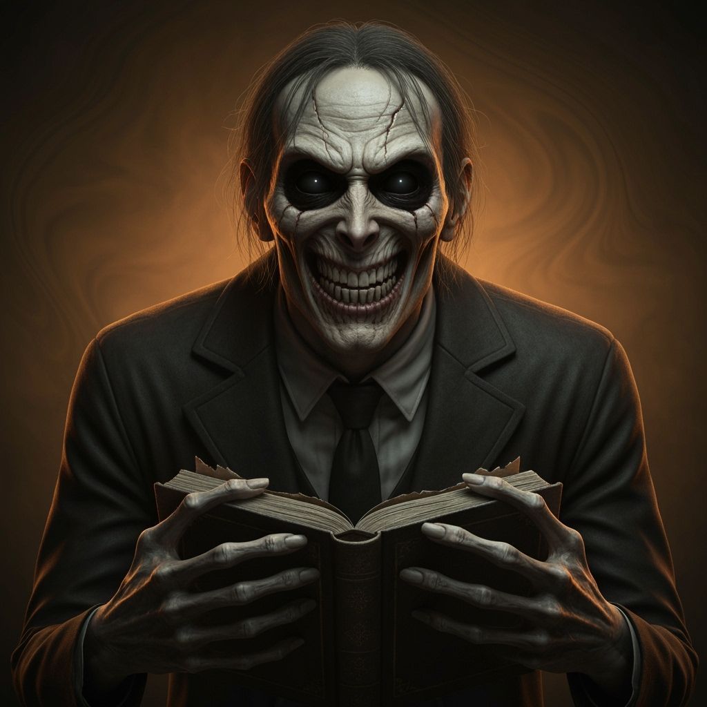 Tormented Figure with Book in Dark Ambient Lighting