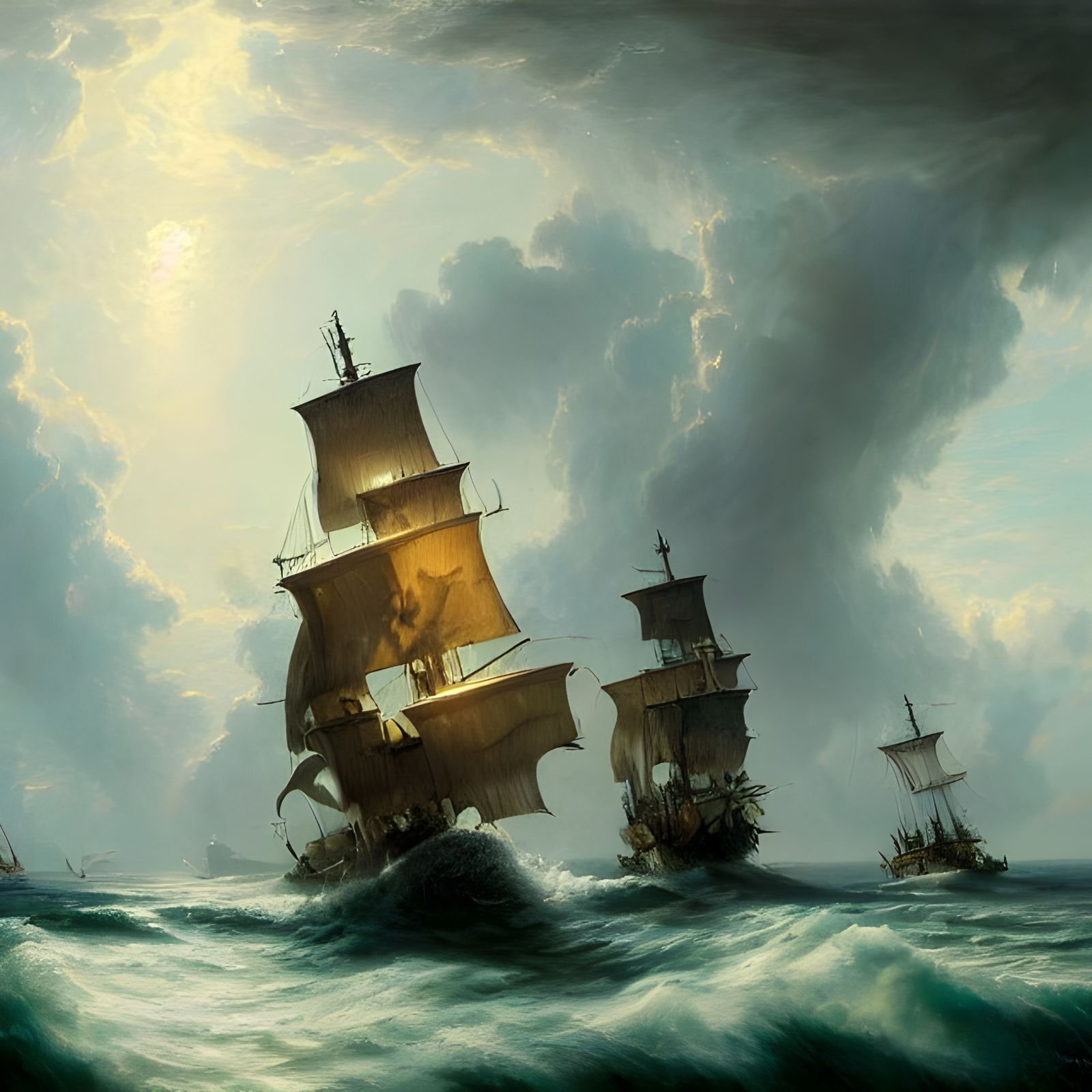Pirate Ships in a Bottle: Stormy Seascape