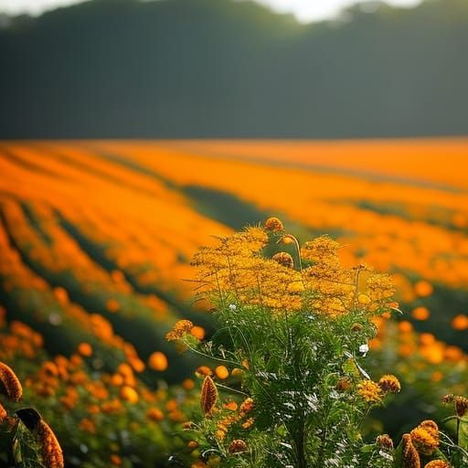 Autumnal Pumpkin Field in Natural Light