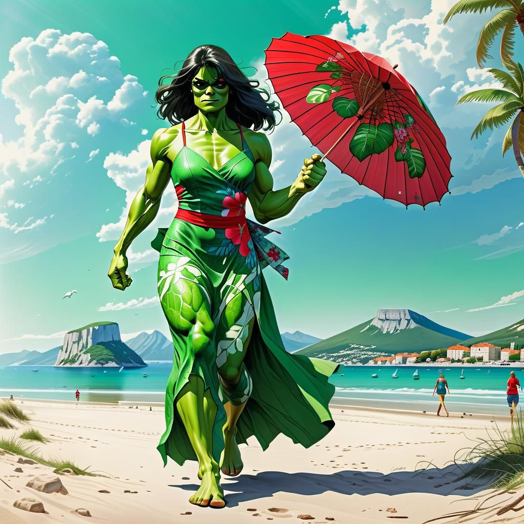 She-Hulk Walks on a Croatian Beach