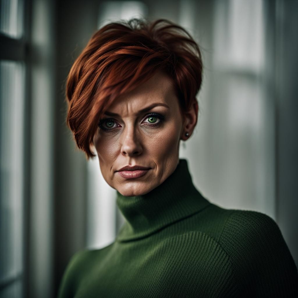 Close-Up Portrait of a Red-Haired Woman