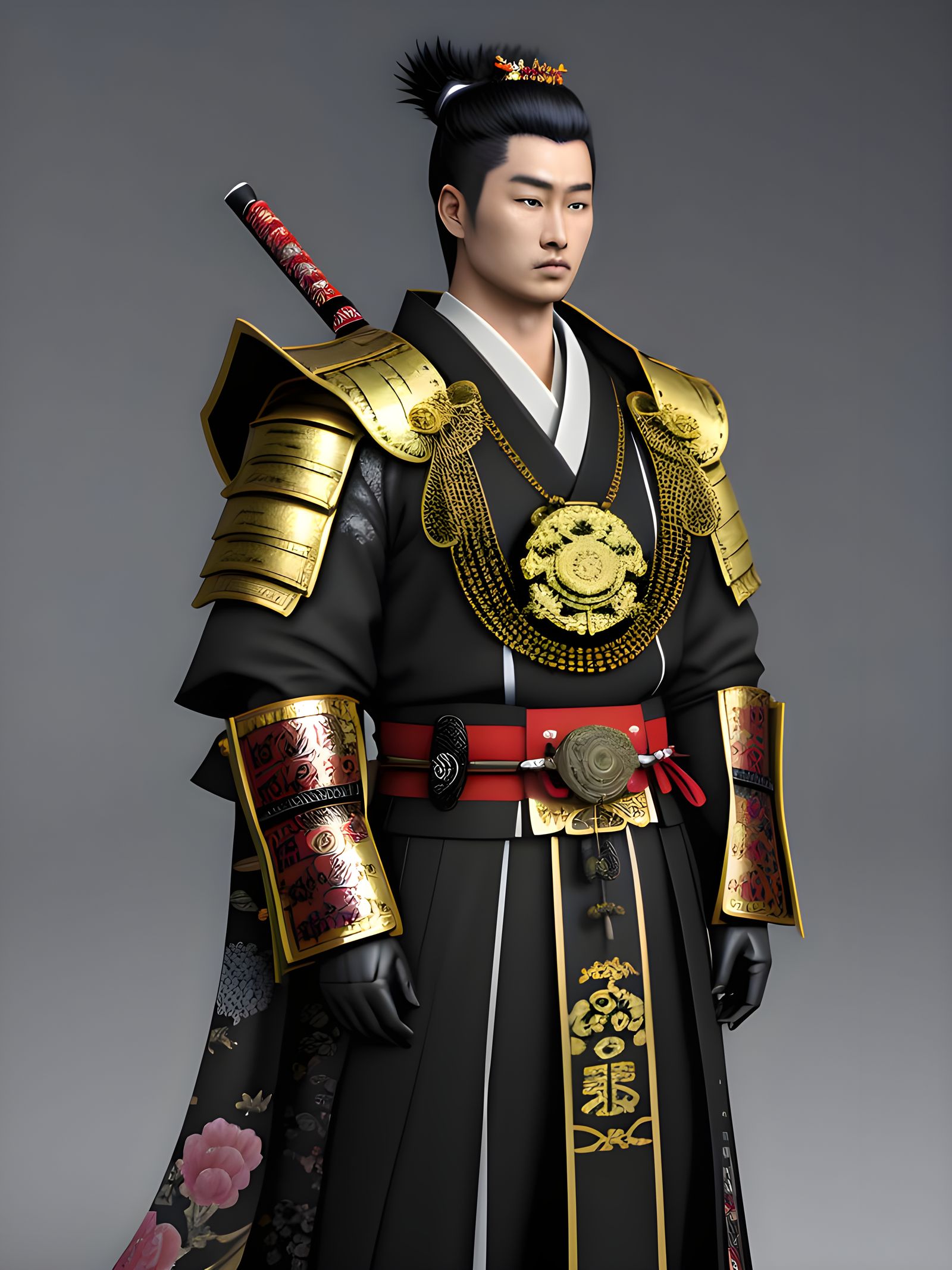 Hyperrealistic Samurai Field General in Intricately Detailed...