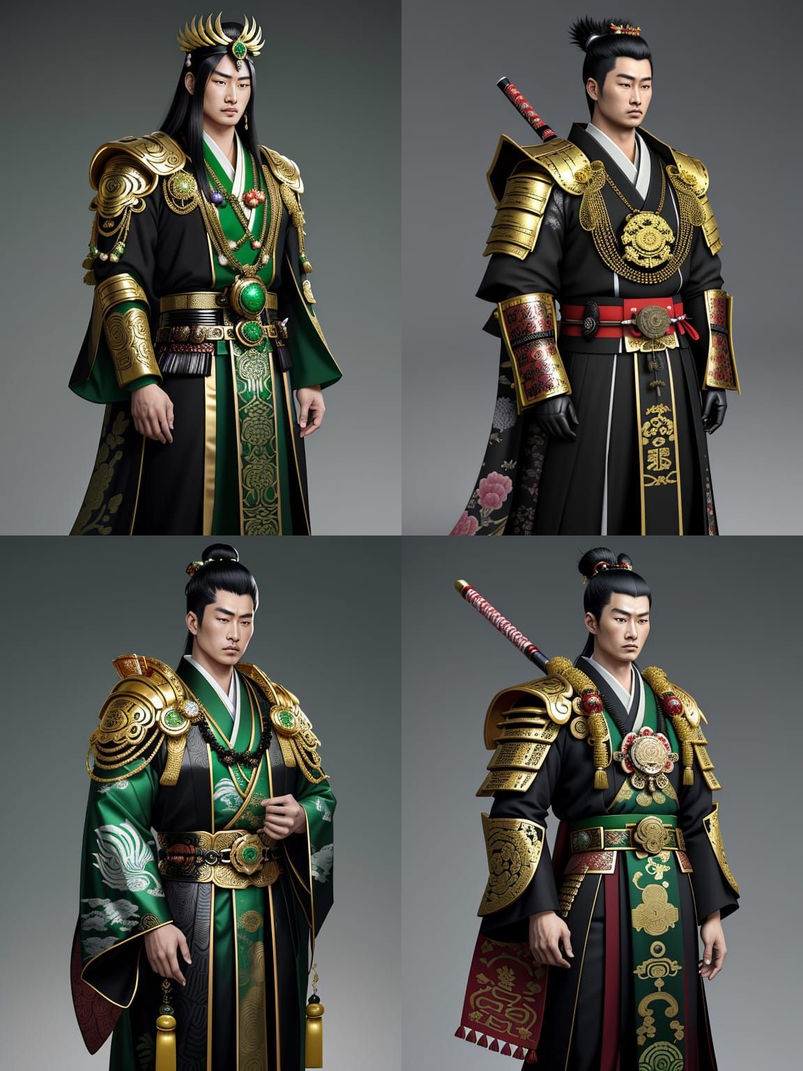 Regal Japanese Warrior in Hyperrealistic Portrait