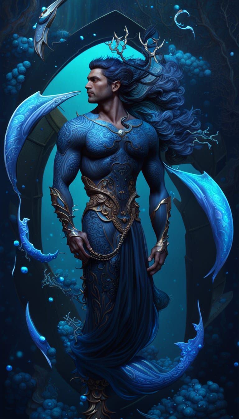 Pisces Male Sign in Detailed Matte Painting