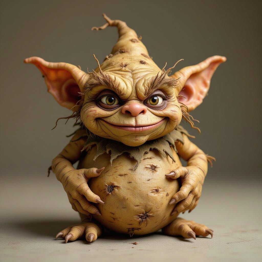 Potato Gremlin Sculpture in Whimsical Fantasy Style
