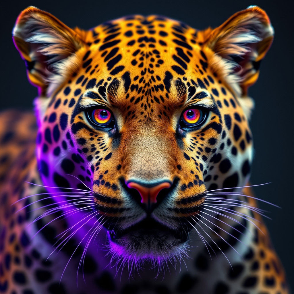 Glowing Leopard in Hyperrealistic Lighting