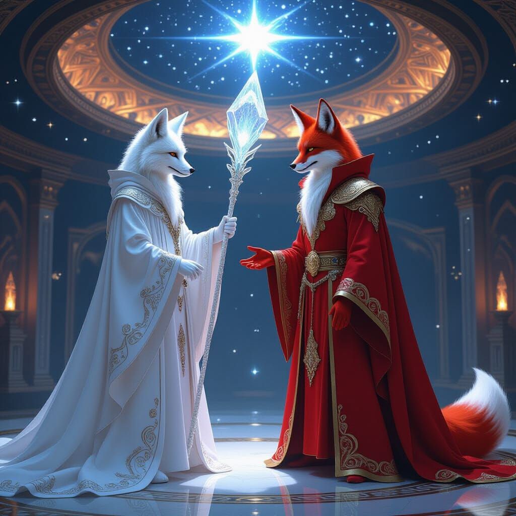 Ice Fox Wizard vs Fire Fox Wizard in Cosmic Hall