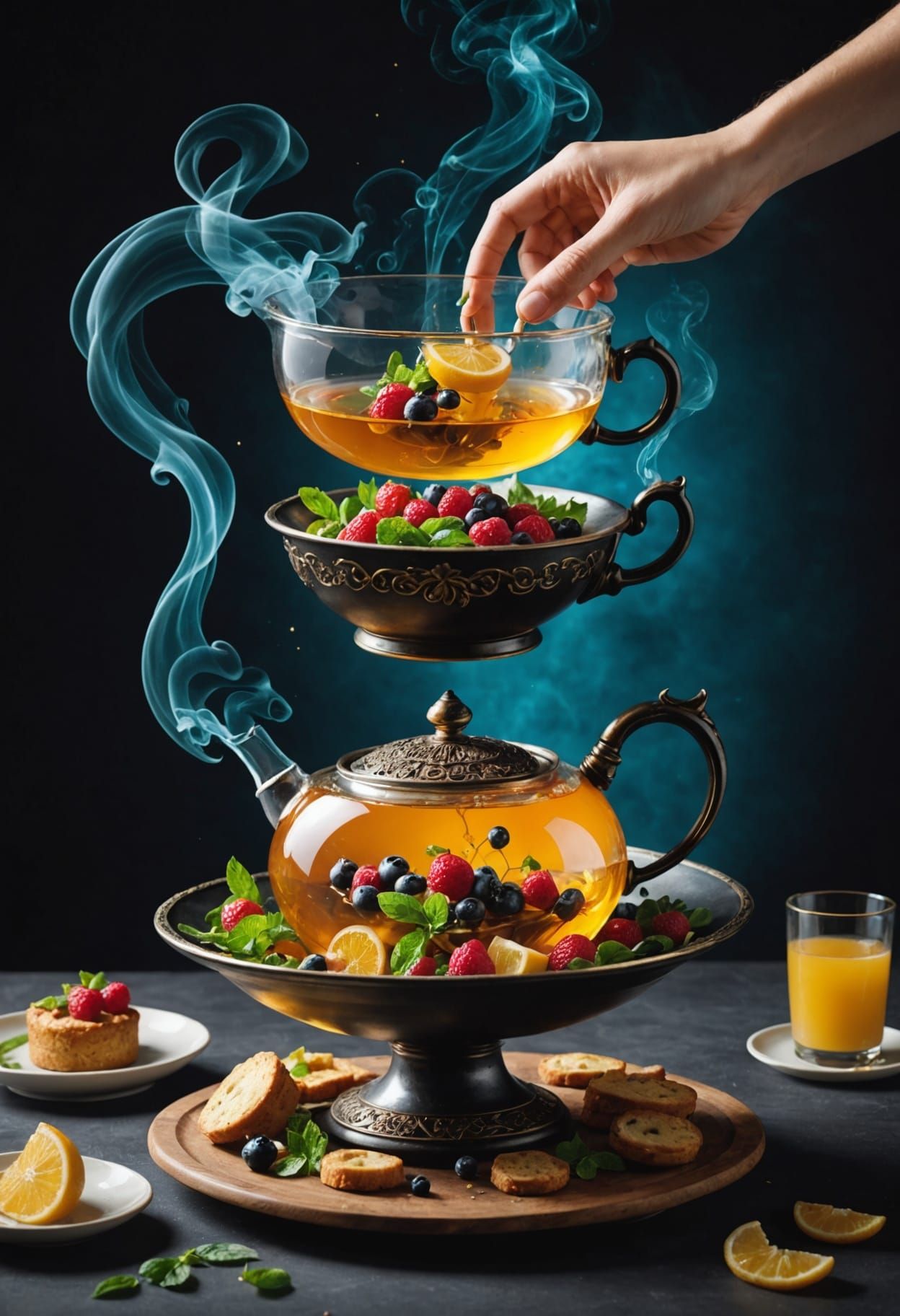 Enchanted Levitating Feasts and Glowing Desserts