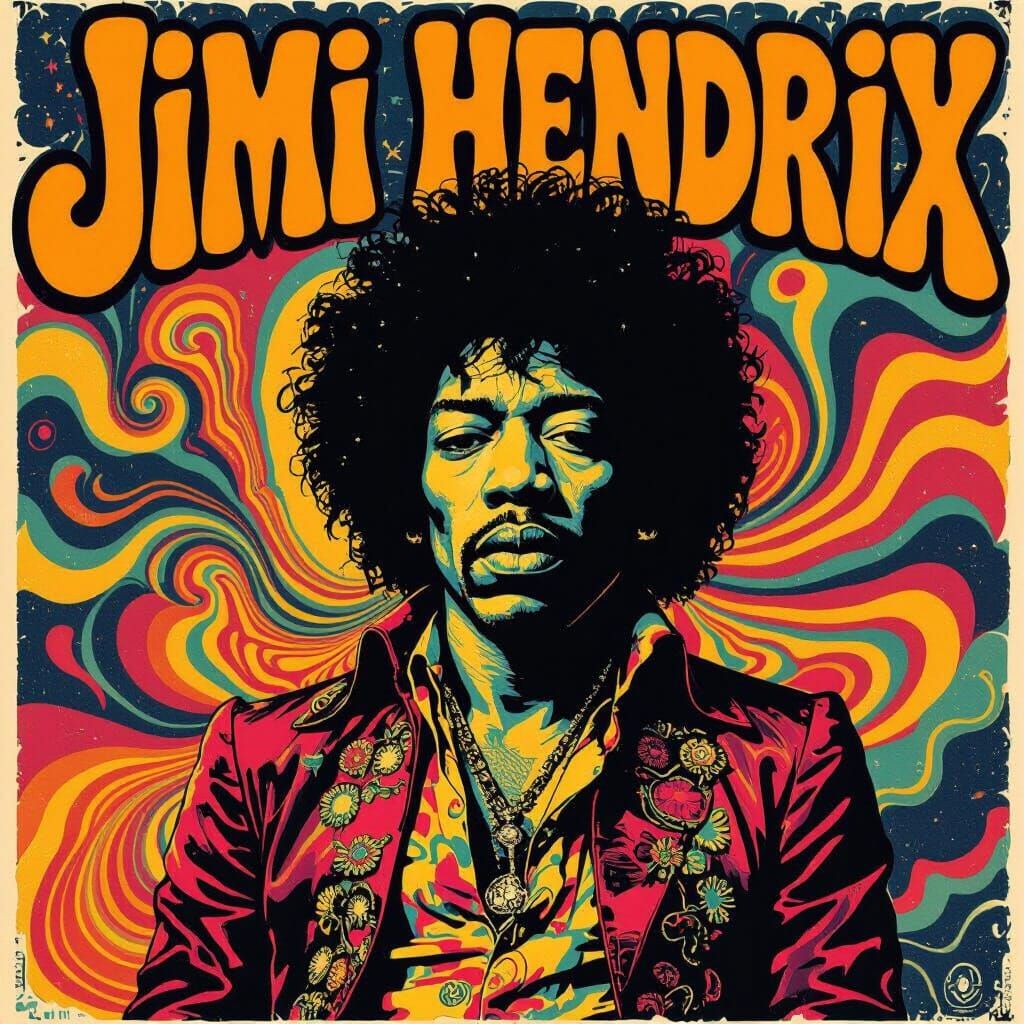 Psychedelic Jimi Hendrix Poster Art