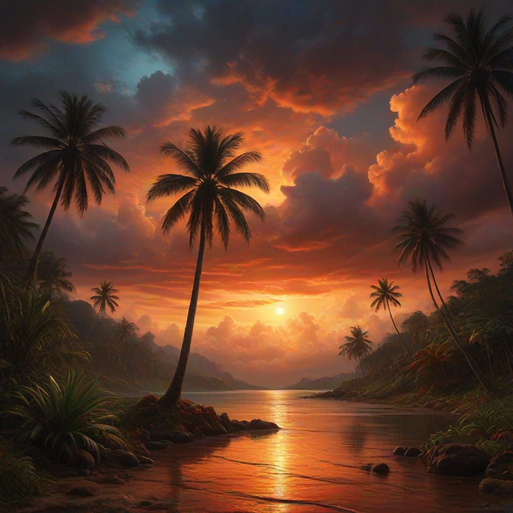 Vibrant Tropical Paradise in Romantic Style