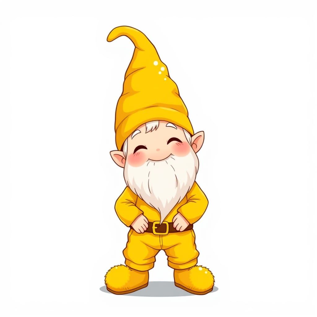Whimsical Anime Gnome in Yellow Outfit