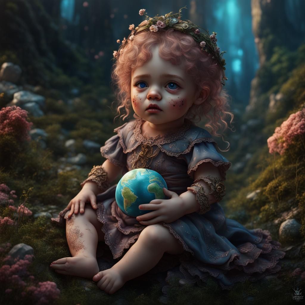 Earth Healing Baby Doll in Detailed Matte Painting