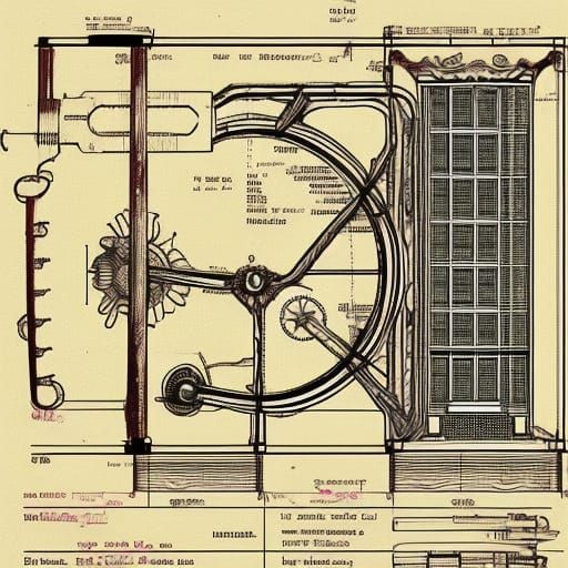 Steampunk Time Machine Detailed Blueprint