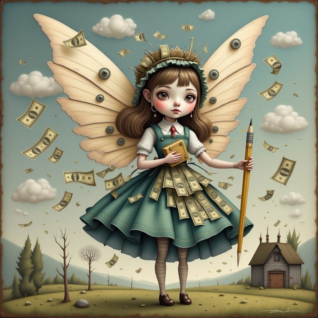 Whimsical Tooth Fairy Illustration in Surreal Style