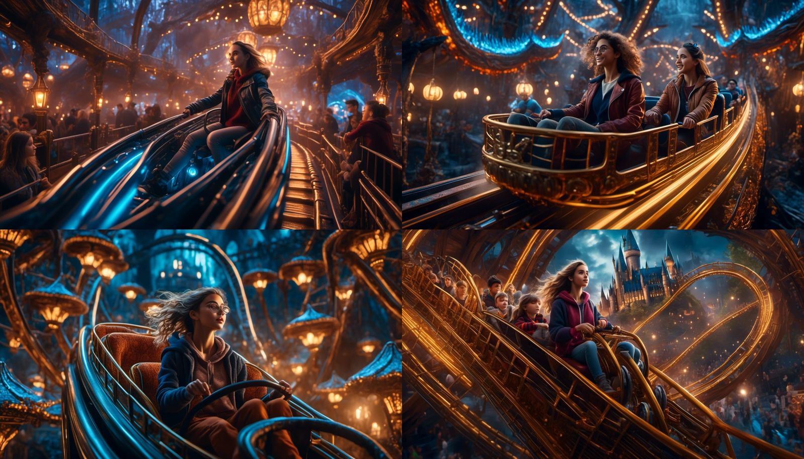 Fantasy Rollercoaster Ride in a Harry Potter Theme Park