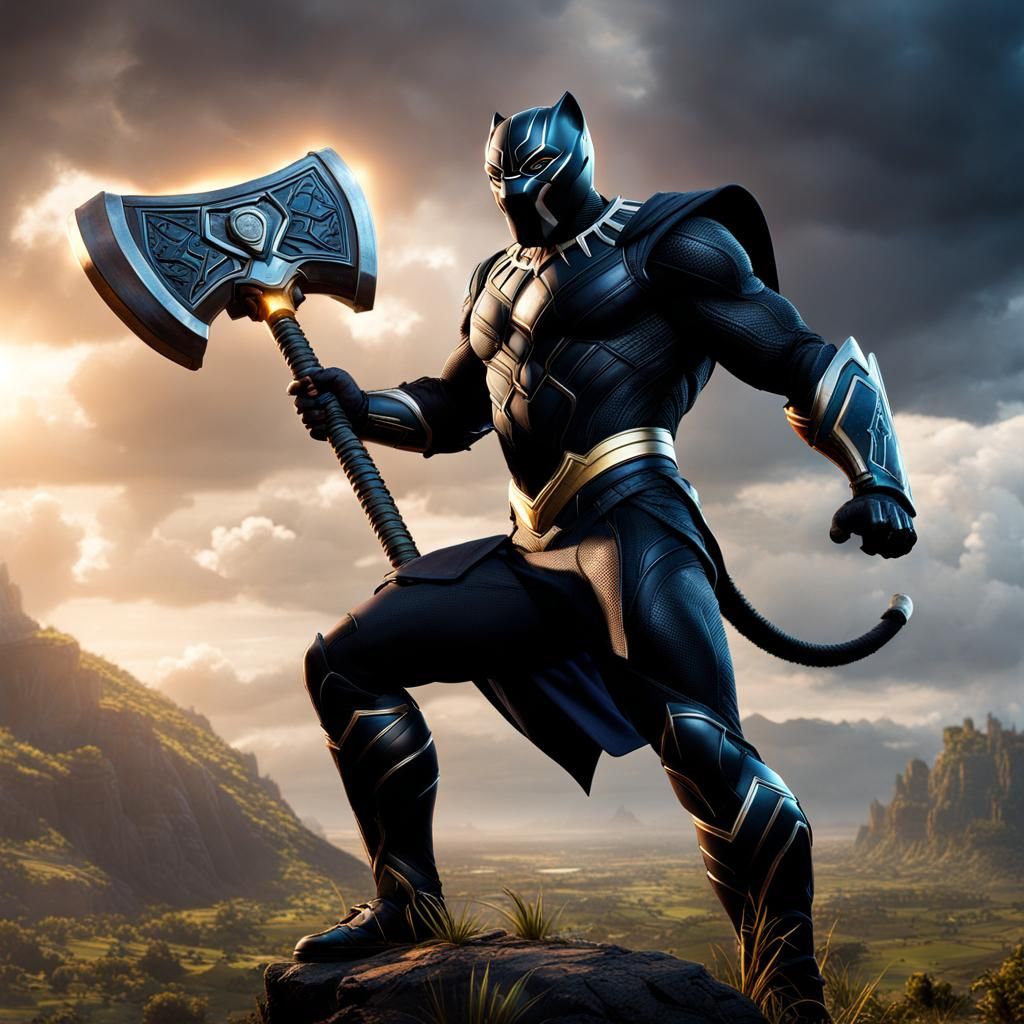 Black Panther with a Battle Axe
