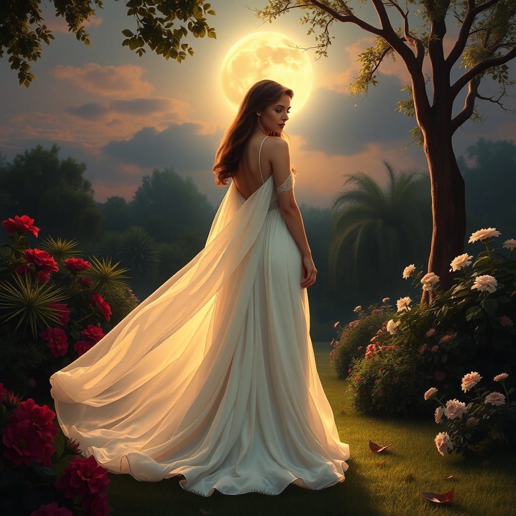 Juliet in Moonlit Garden, Romanticism Style