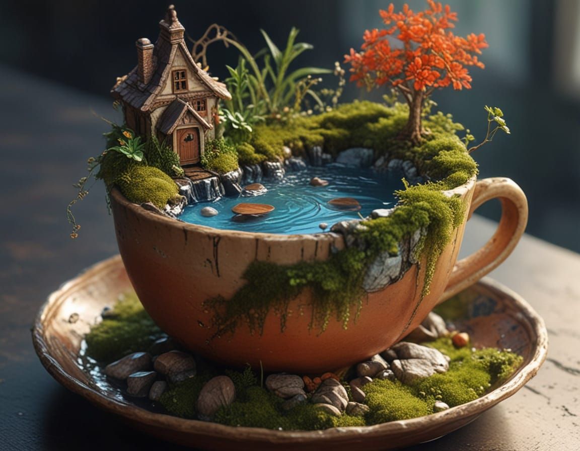 Teacup Cottage: A Whimsical Watercolor Fantasy