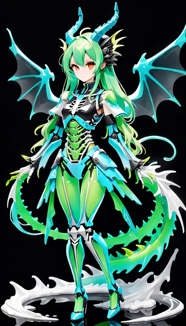 Beautiful Chimera Girl with Robot Skeleton