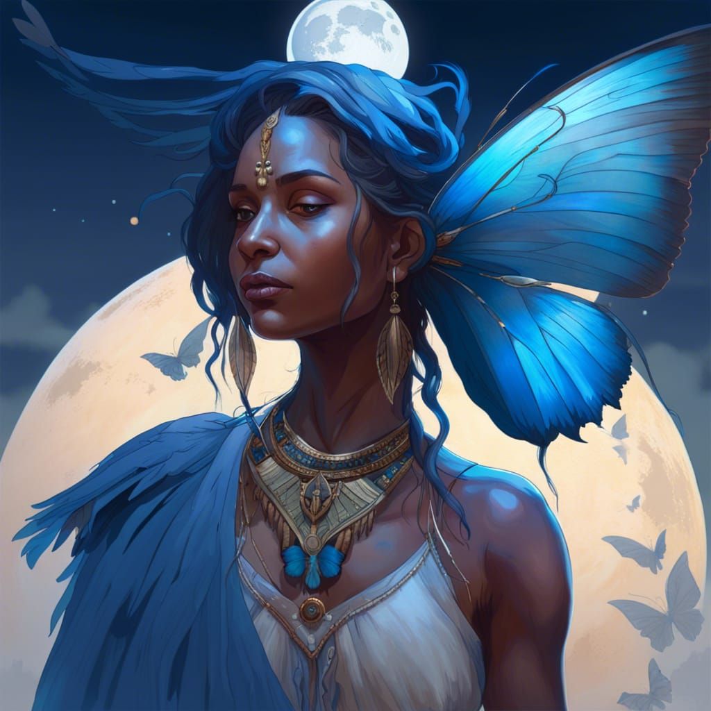 Native American Shaman with Butterfly Wings Portrait