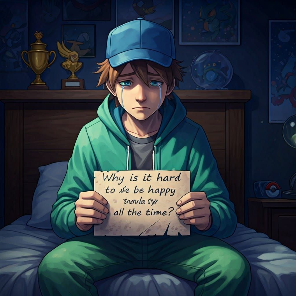 Heartbroken Pokémon Trainer in Watercolor Illustration