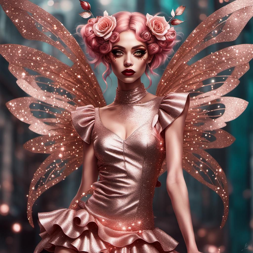 Beautiful Glitter Fairy Elf Girl Portrait