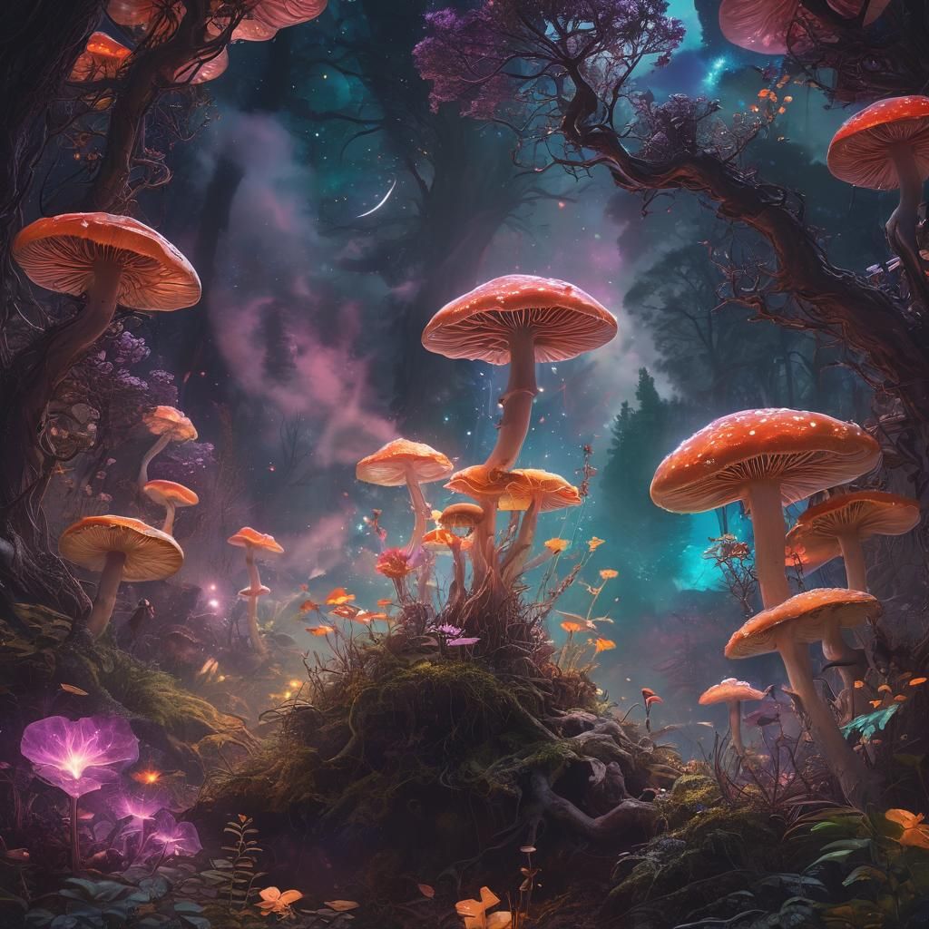 Surreal Figure Triumphs Over Doubt in Luminous Cosmic Realm