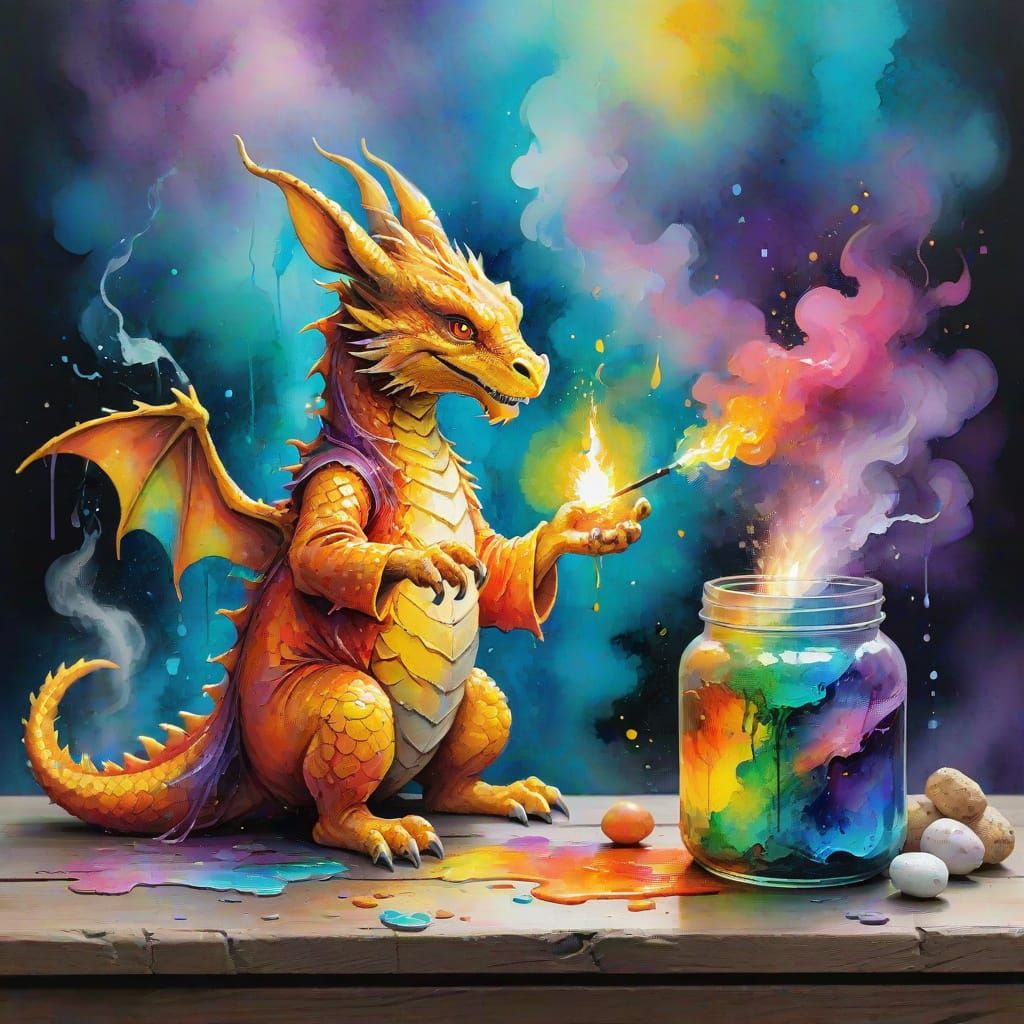 Golden Dragon Teaches Magic: Impasto Acrylic Painting