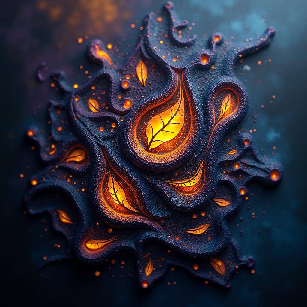 Embossed Abstract Geometry with Lights in Surrealist Style