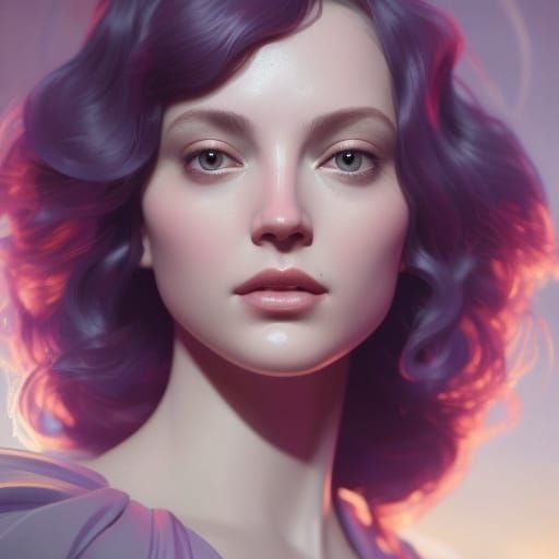 Detailed Portrait in Art Nouveau Style