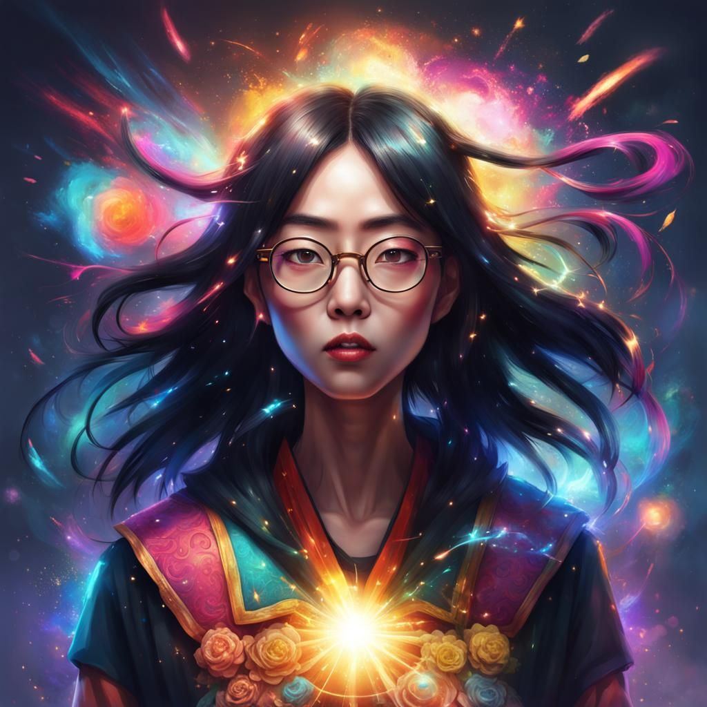 Chinese Girl with Superpowers and Magical Light