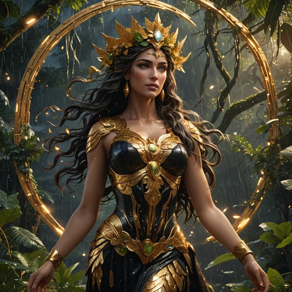 Aphrodite in Amazon Rainforest: Hyperrealistic Matte Paintin...