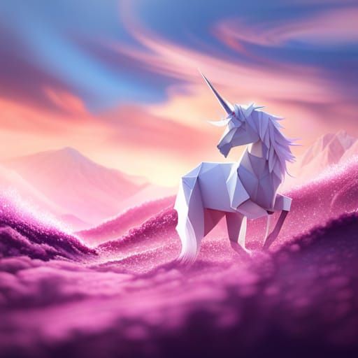 Origami Papercraft of The Last Unicorn
