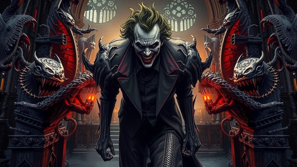 Gothic Horror Joker in Ruined Cathedral