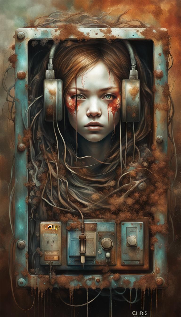 Woman Plugged into Electro Box in Tenebrous Style