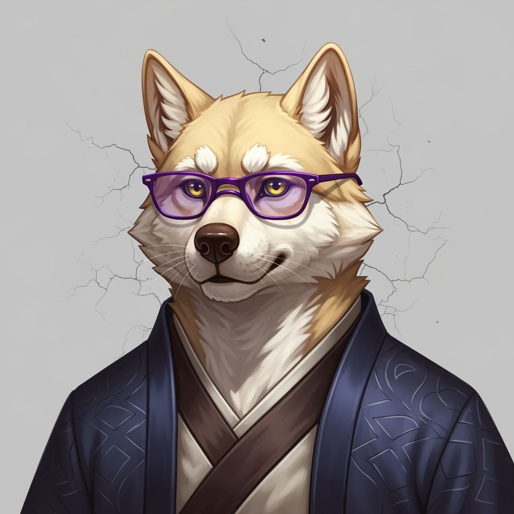 Elegant Anthromorphic Wolf in Asian Attire