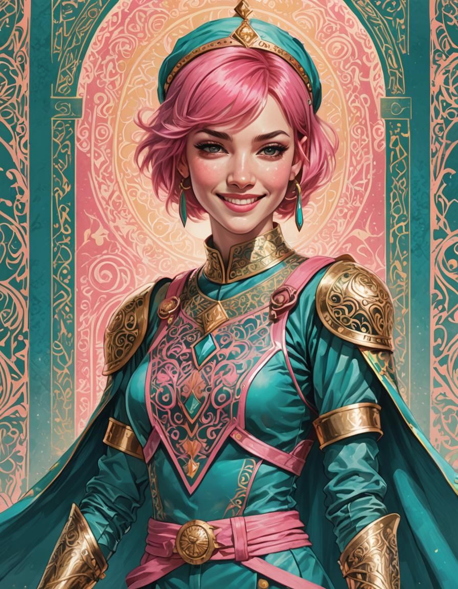 Princess Swordfighter Lithograph in Arabian Fantasy Style
