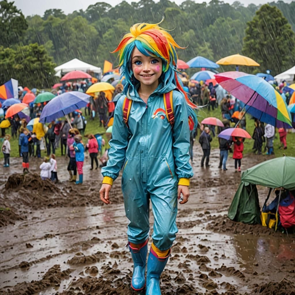Human Rainbow Dash at Rainy Music Festival