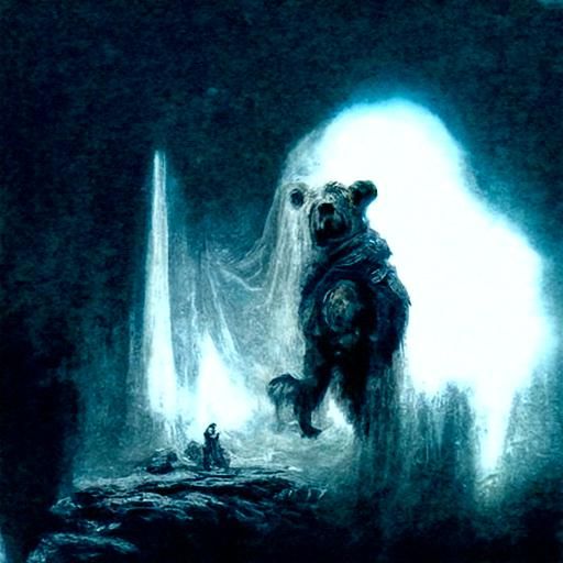 Ethereal Spectral Bear in Gothic Horror Style