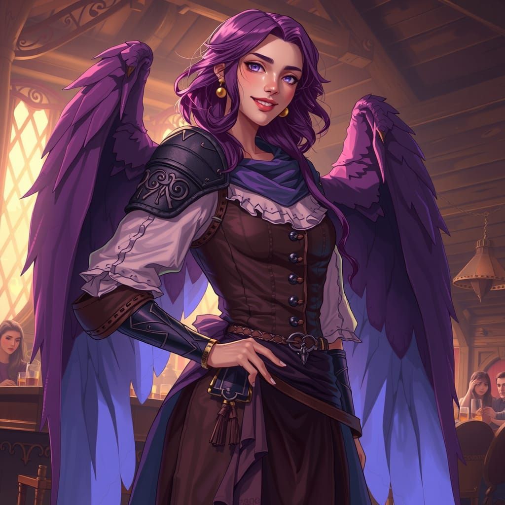 Aasimar Innkeeper Radiates Warmth in Hyper-Realistic Anime A...