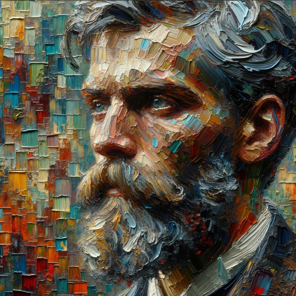 Expressionist Portrait of a Man with Grey Beard