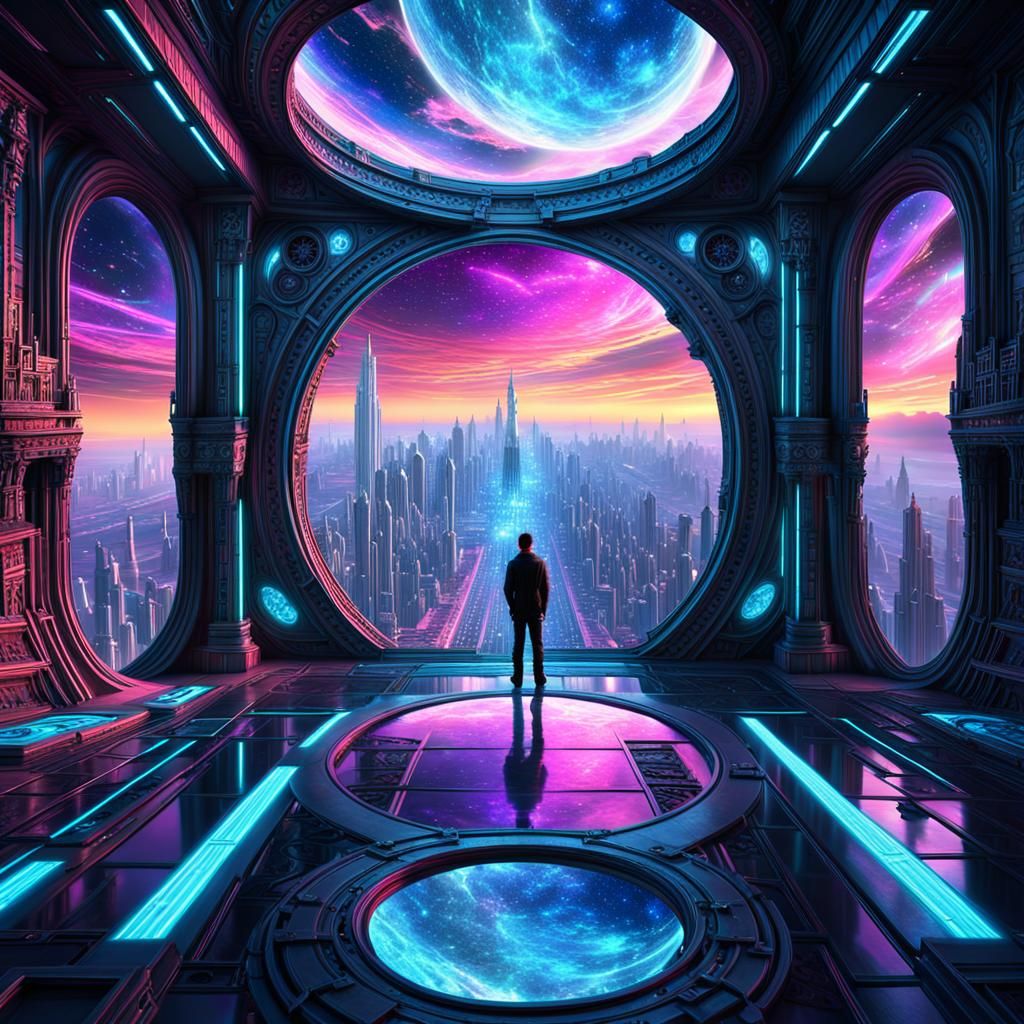 Neon-Gothic Cyberpunk Portal to a Dream Vista
