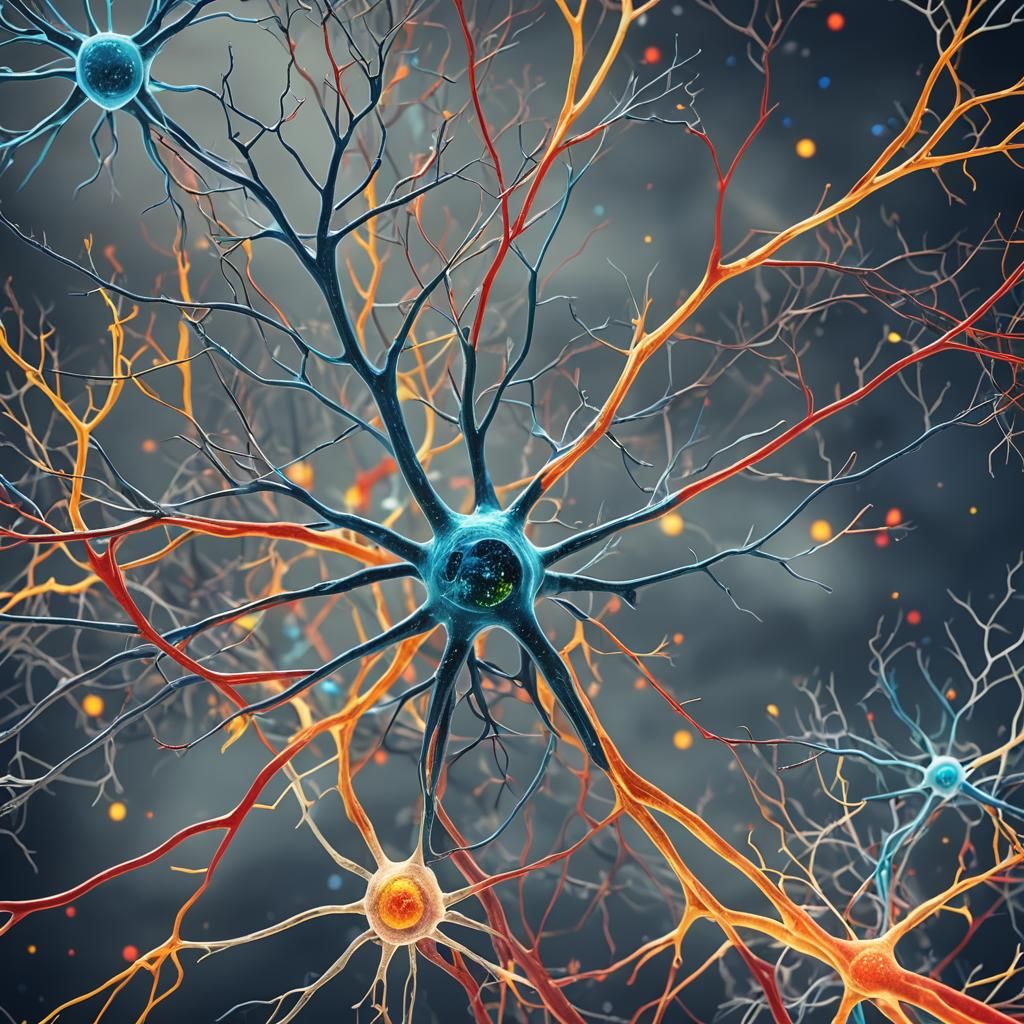 Colorful 3D Neuron Network Rendering