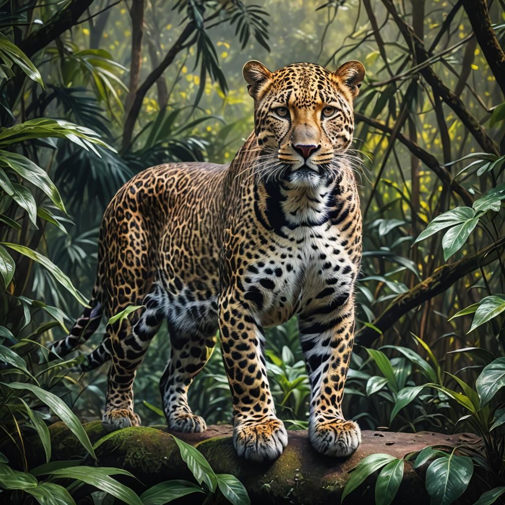 Leopard in Jungle: Impasto Style, 8K, HDR