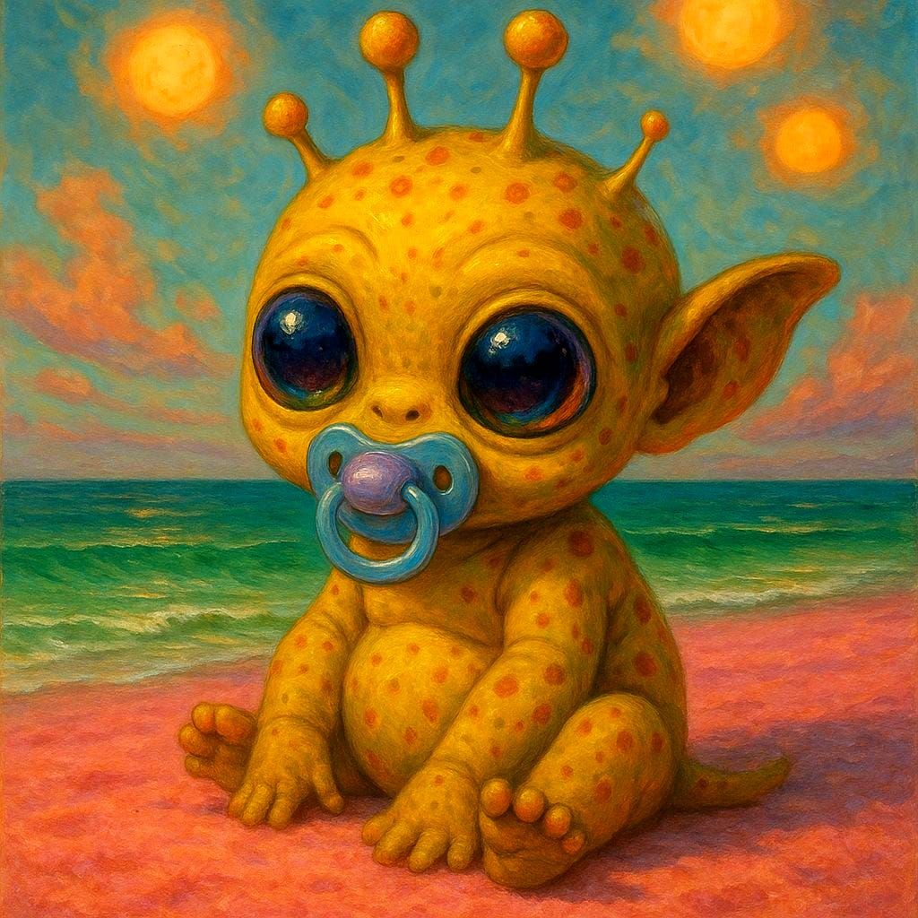 Adorable Alien Baby on an Alien Beach