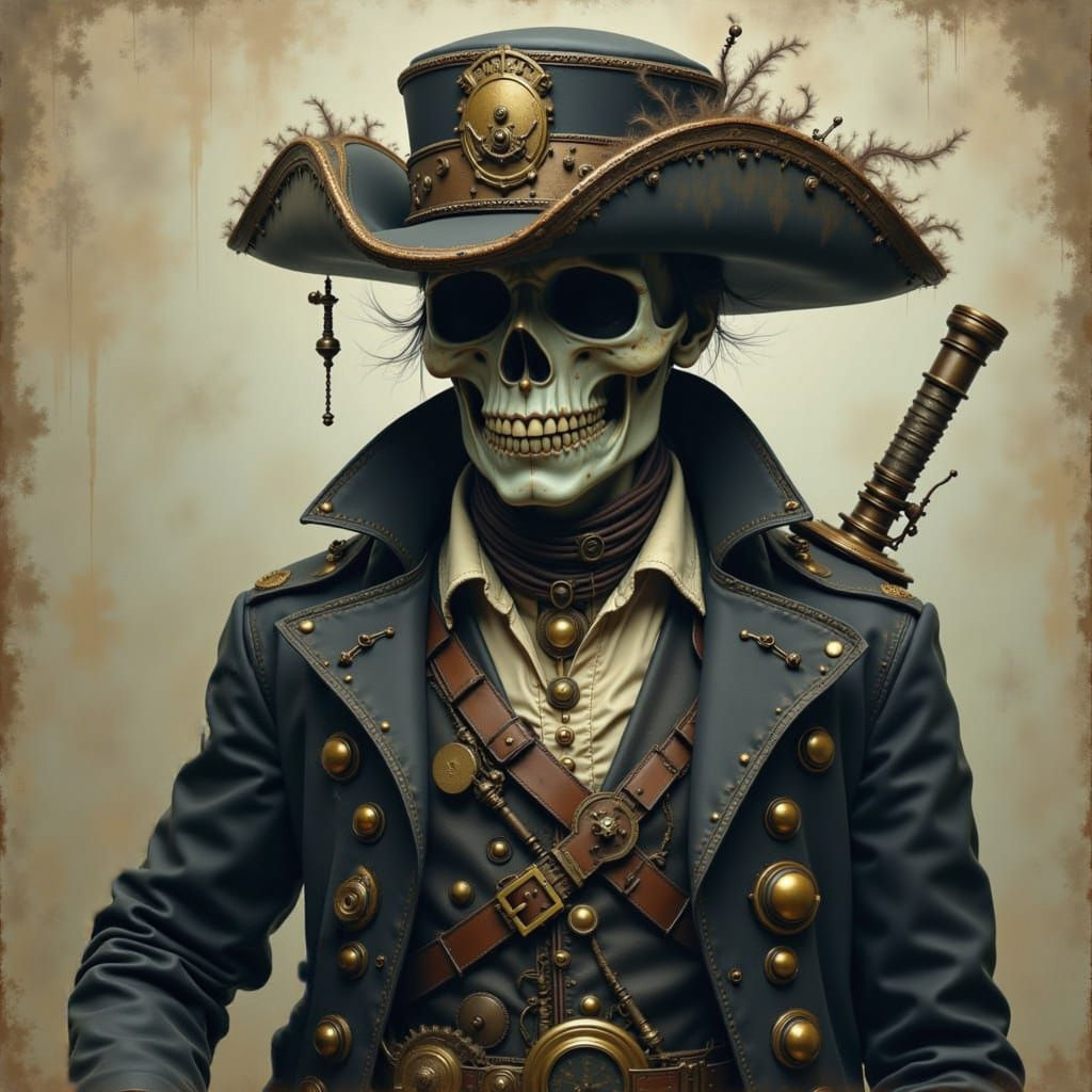 Steampunk Ghost Pirate Captain Illustration