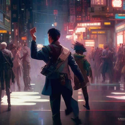 Lonely Man Dancing: Anime Style Digital Painting