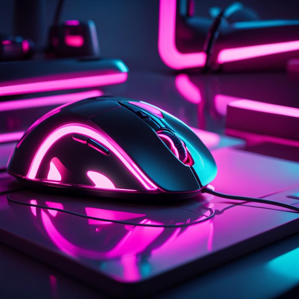 Cyberpunk Robotic Mouse Does Chores in Neon